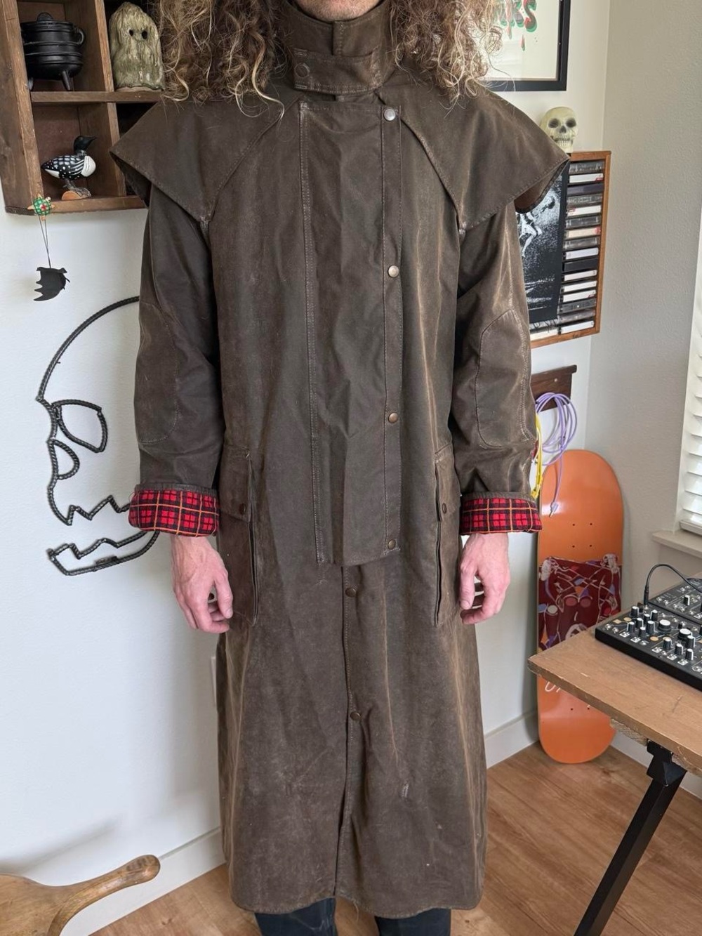 Vintage 80s 90s Brown Waxed Cotton Riding Coat Foxfire Australia ~ Size XL